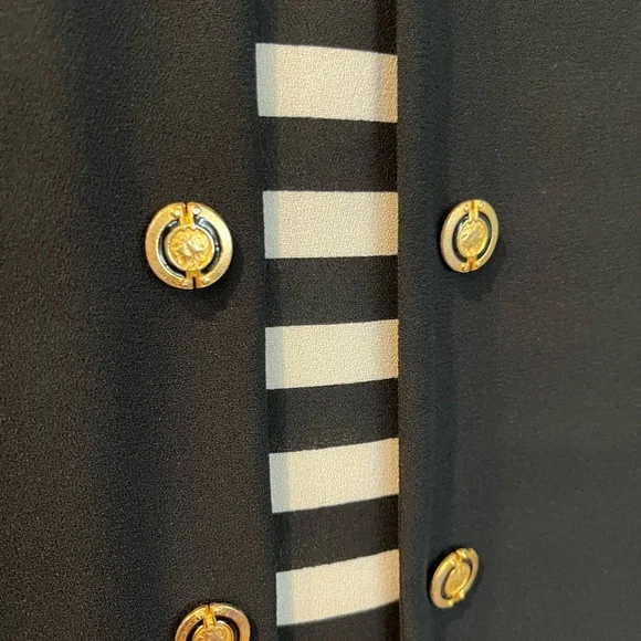 Vintage Evan Picone Nautical Stripe Dress Gold Buttons Size 8 - Picture 3 of 6
